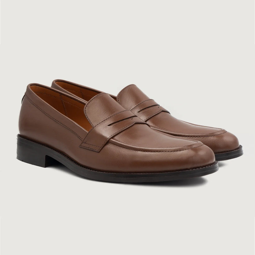 Baxton Castanho Leather Loafers para Homem