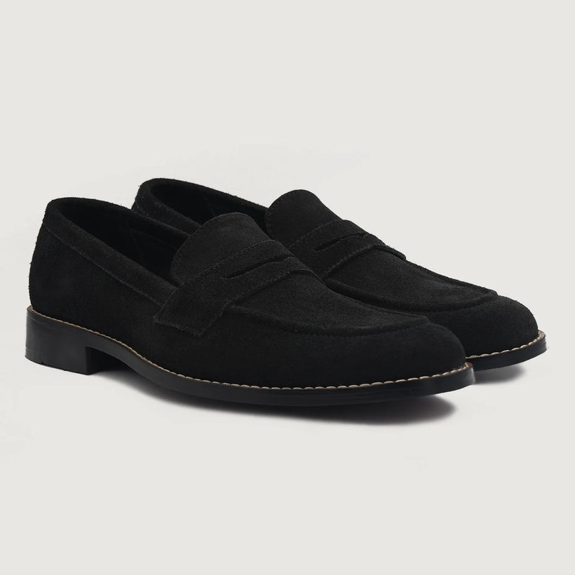 Baxton Preto Suede Leather Loafers para Homem