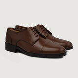 Attorney Derby Brown Leather Shoes For Men in Brown Full-Grain Leather - Lateral Side Profile View | Buy Online