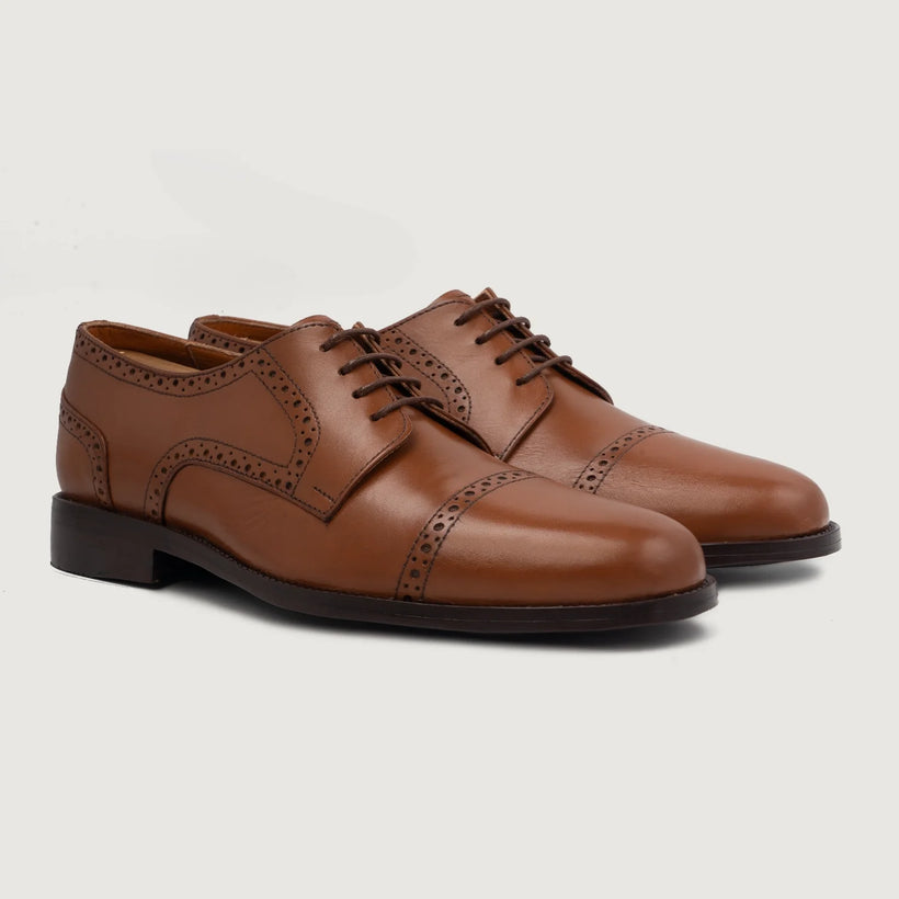 Dirk Brogues Derby Castanho Claro Leather Shoes para Homem