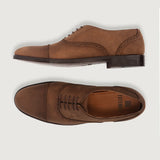 Men's Greyson Brogues Oxford Oil Pull-up Brown Leather Shoes - Reinforced Heel Counter & Precision Double-Row Stitching Detail