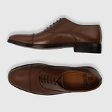 Professor Oxford Brown Leather Shoes For Men - Reinforced Heel Counter & Precision Double-Row Stitching Detail