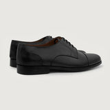 Attorney Derby Black Leather Shoes For Men - Reinforced Heel Counter & Precision Double-Row Stitching Detail
