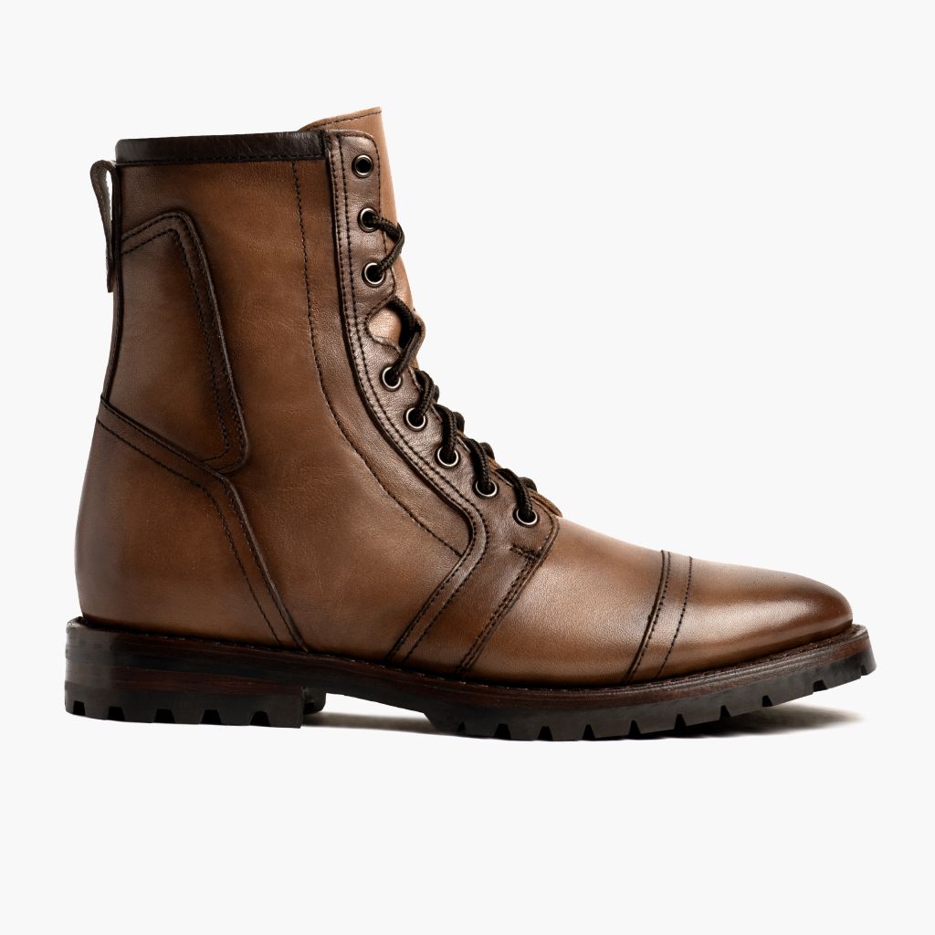 Casa Moto Amber Wheat Botas em couro para Homem - Vista lateral mostrando o corte ergonómico de mangas
