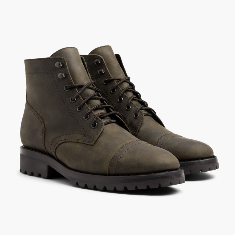 Captain StormKing® Dark Olive Matte Leather Boots para Homem