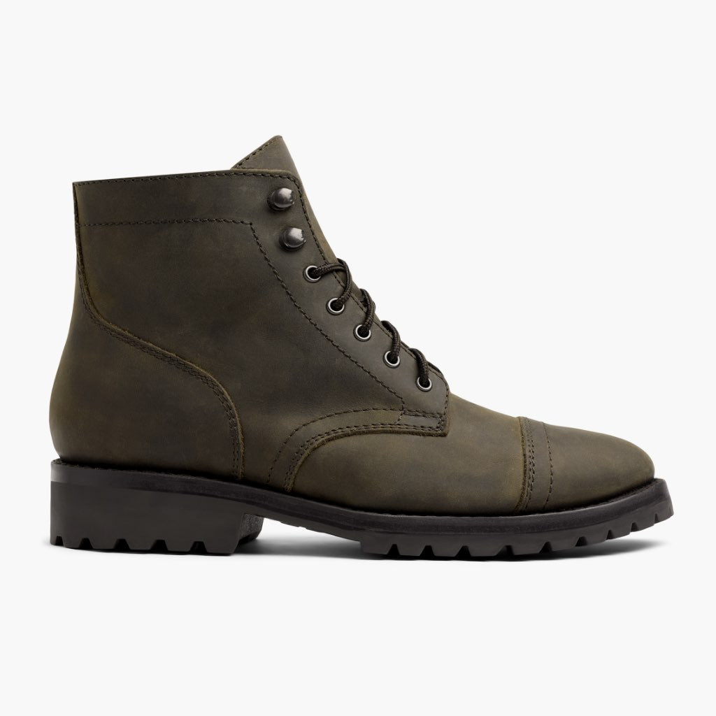 Olive Full-Grain leather Boots - Construção de vira Goodyear e biqueira