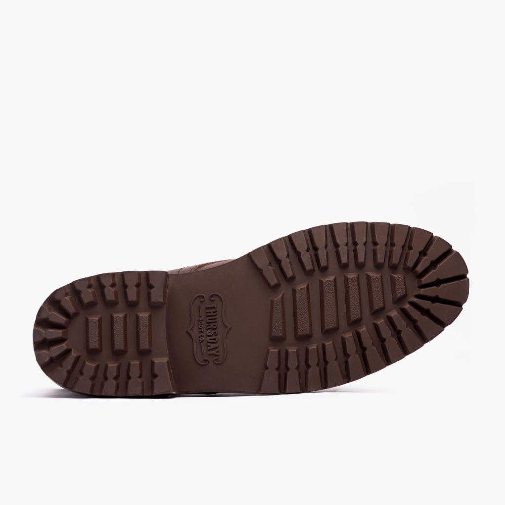 High-Traction Rubber Outsole & Lug Tread Pattern on Captain StormKing® Whiskey Botas em couro para Homem