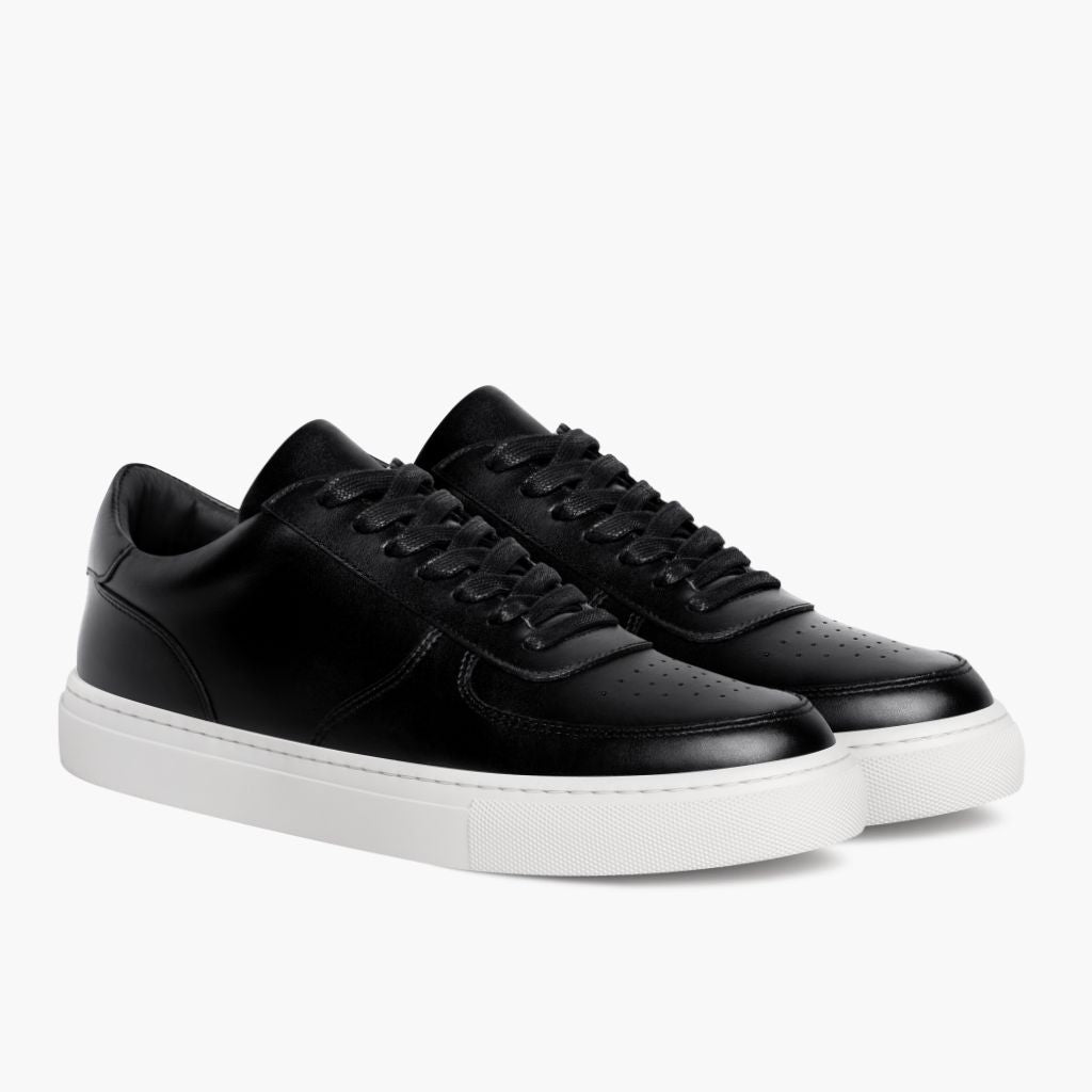 Court Black Leather Sneakers em couro bovino preto legítimo - Vista de perfil | Comprar online