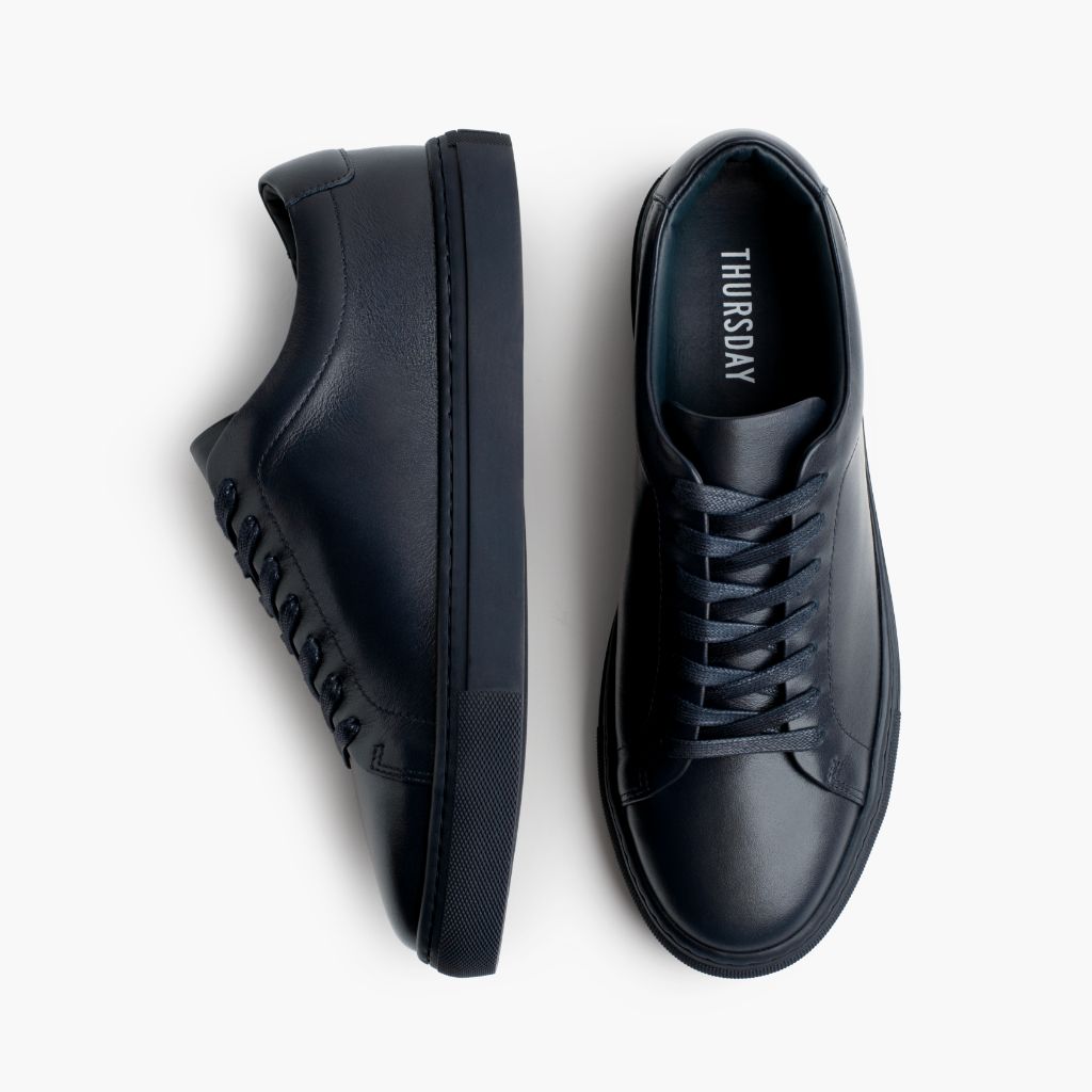 Encore Navy Leather Sneakers - Contraforte reforçado e costuras duplas de precisão