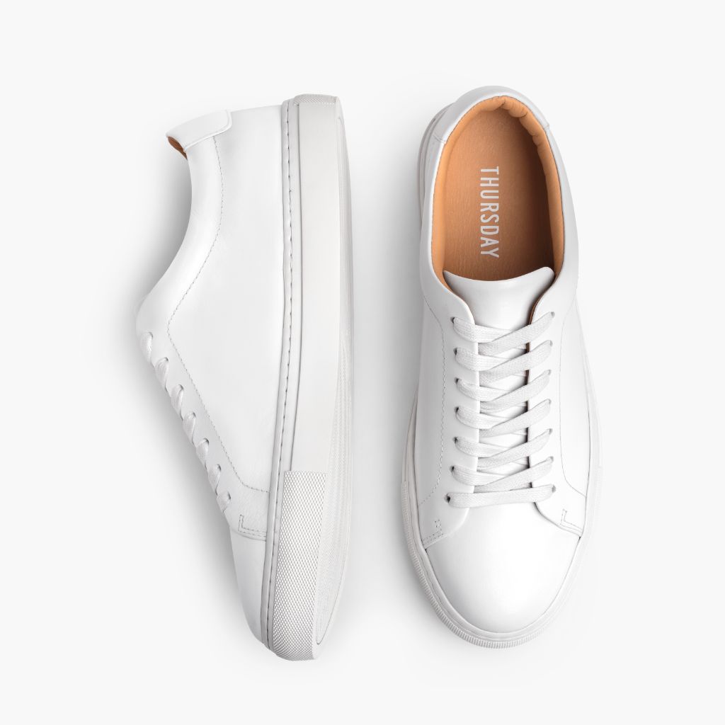 Encore White Leather Sneakers - Contraforte reforçado e costuras duplas de precisão