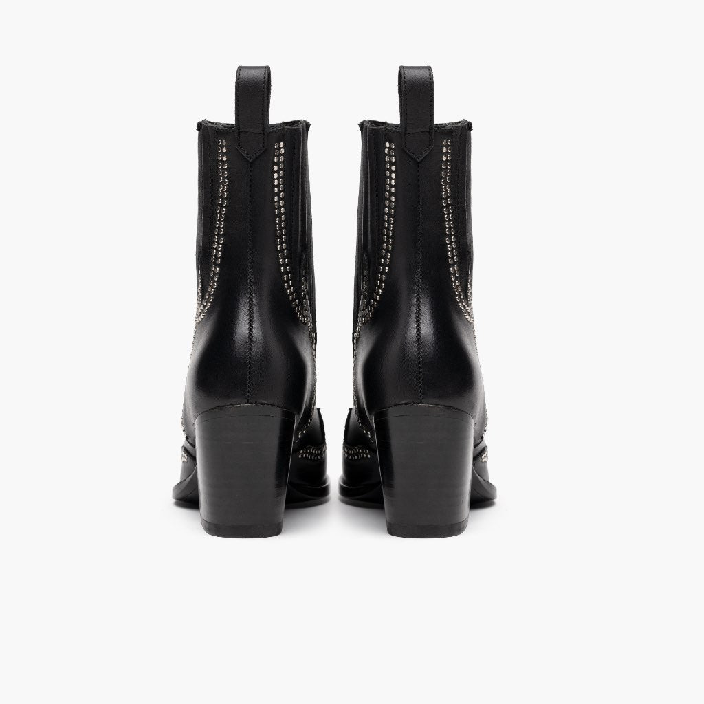Icon Preto Botas em couro para Mulher - Contraforte reforçado e costuras duplas de precisão