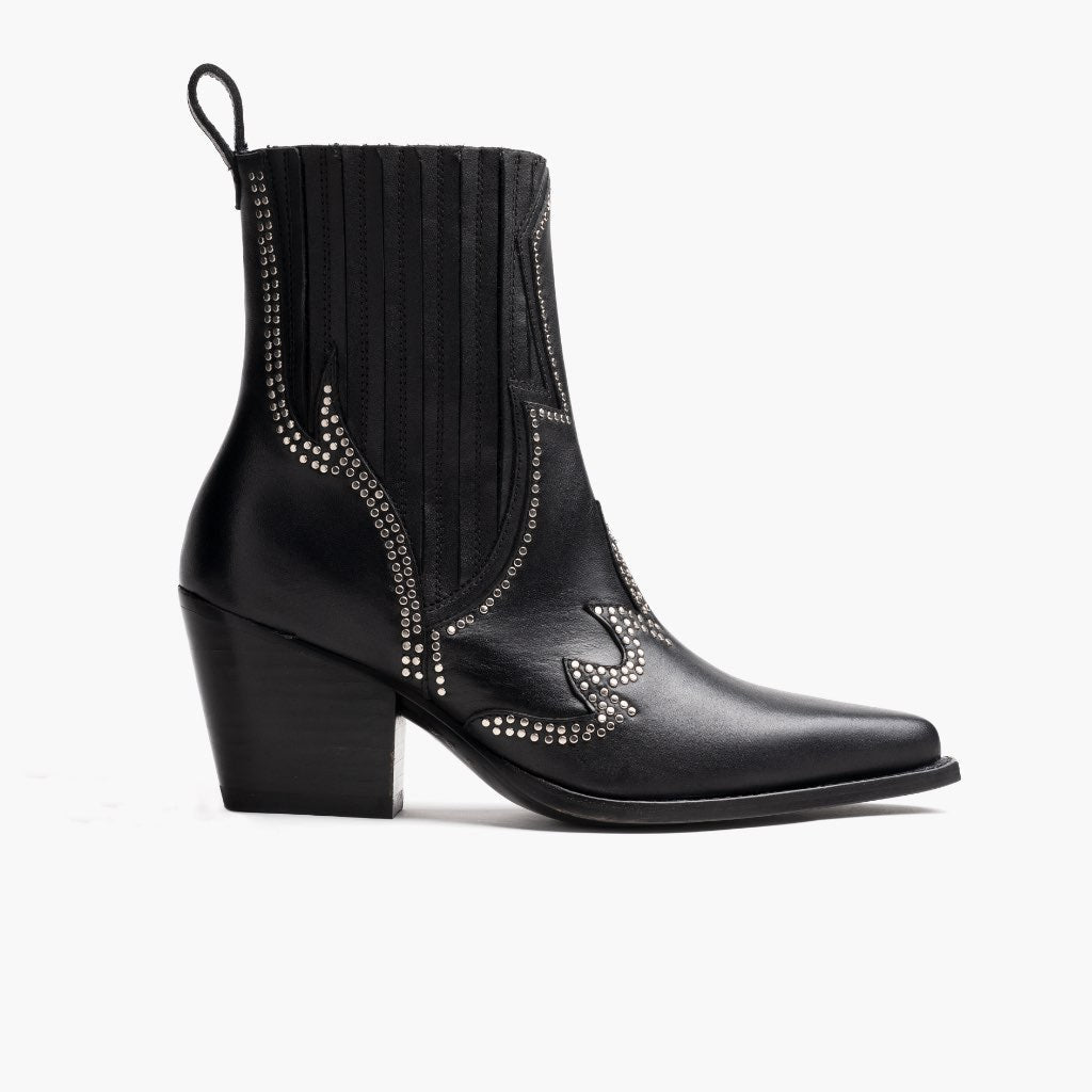 Icon Preto Botas em couro para Mulher em couro bovino preto legítimo - Vista de perfil | Comprar online