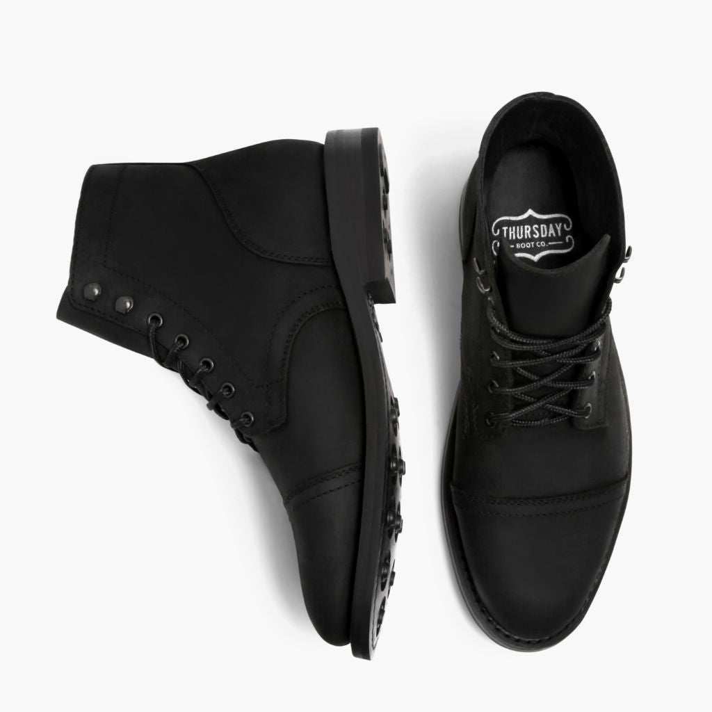 Captain Preto Matte Botas em couro para Homem - Contraforte reforçado e costuras duplas de precisão