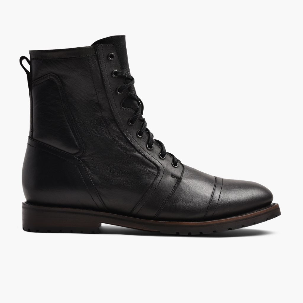 Casa Moto Preto Botas em couro para Homem - Vista lateral mostrando o corte ergonómico de mangas