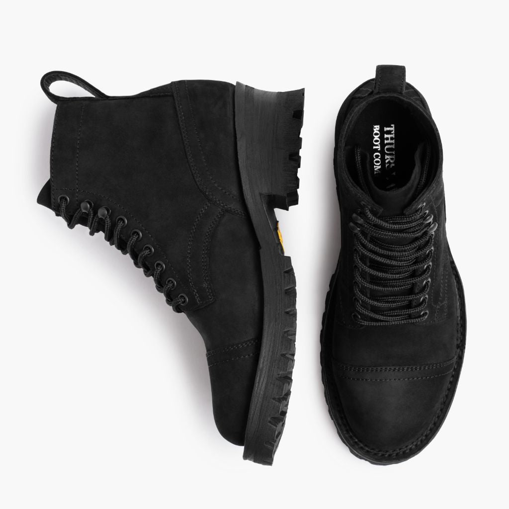 Challenger Preto Matte Botas em couro para Homem - Contraforte reforçado e costuras duplas de precisão
