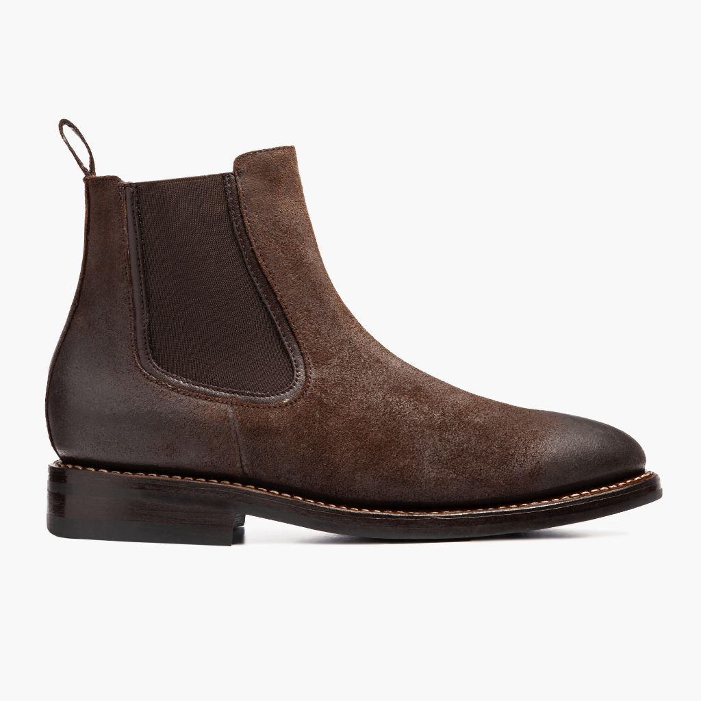 Chocolate Goatskin Suede Leather Boots - Construção de vira Goodyear e biqueira