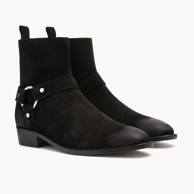 Harness Preto Suede Botas em couro para Homem