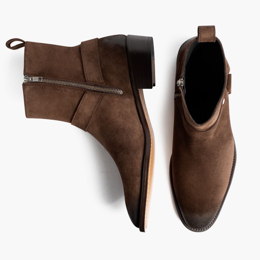 Harness Dark Castanho Suede Botas em couro para Homem - Contraforte reforçado e costuras duplas de precisão