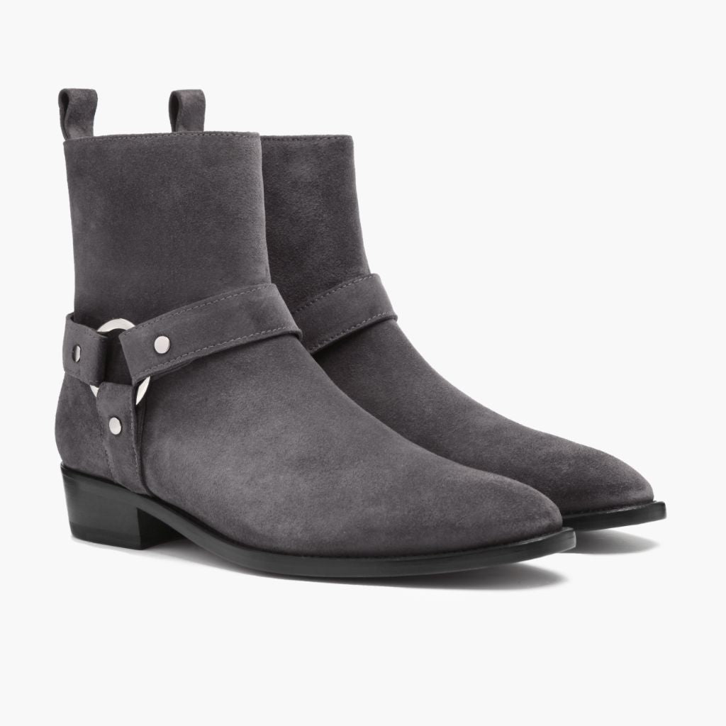 Harness Grey Suede Botas em couro para Homem in Grey Goatskin Suede - Vista de perfil | Comprar online