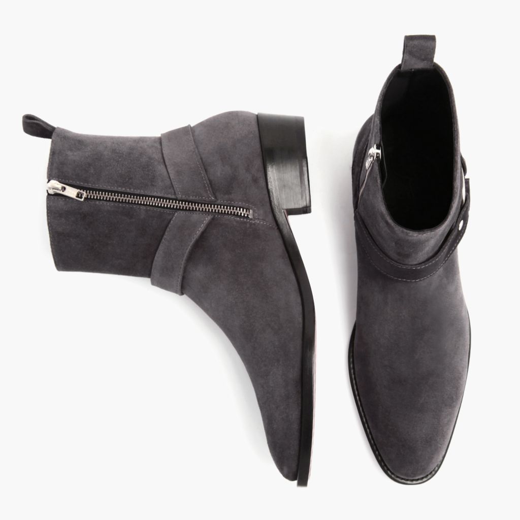 Harness Grey Suede Botas em couro para Homem - Contraforte reforçado e costuras duplas de precisão