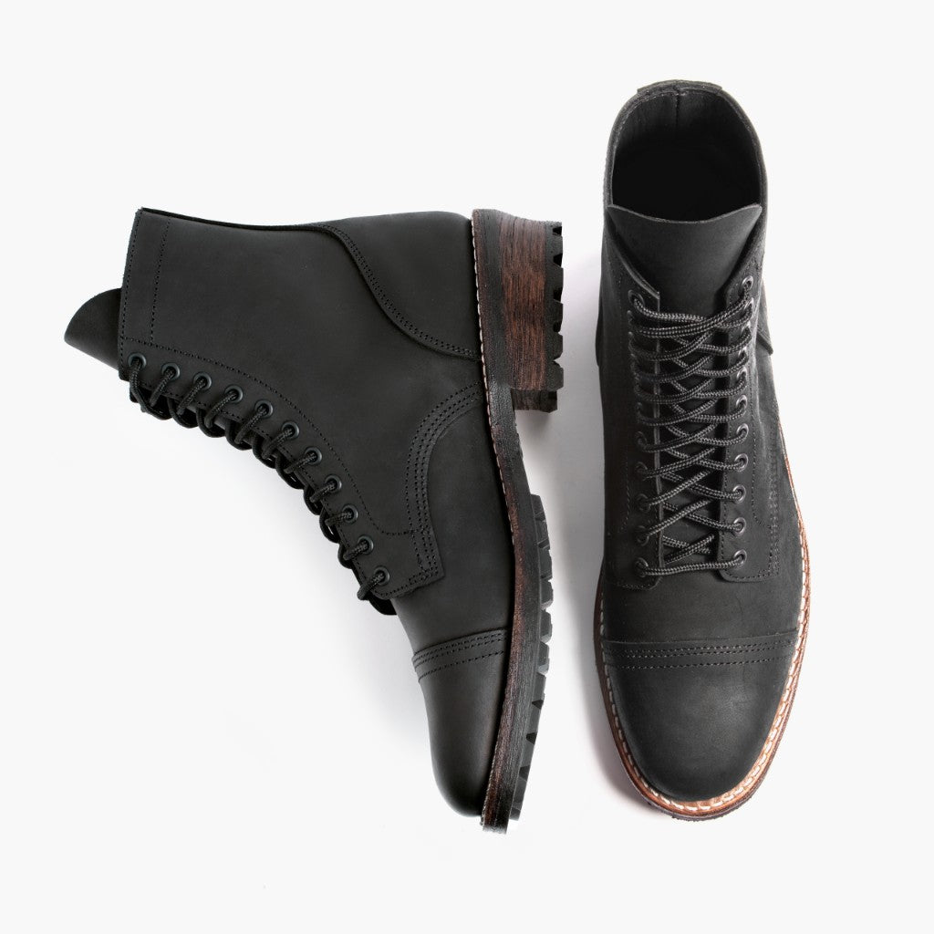 Logger Preto Matte Botas em couro para Homem - Contraforte reforçado e costuras duplas de precisão