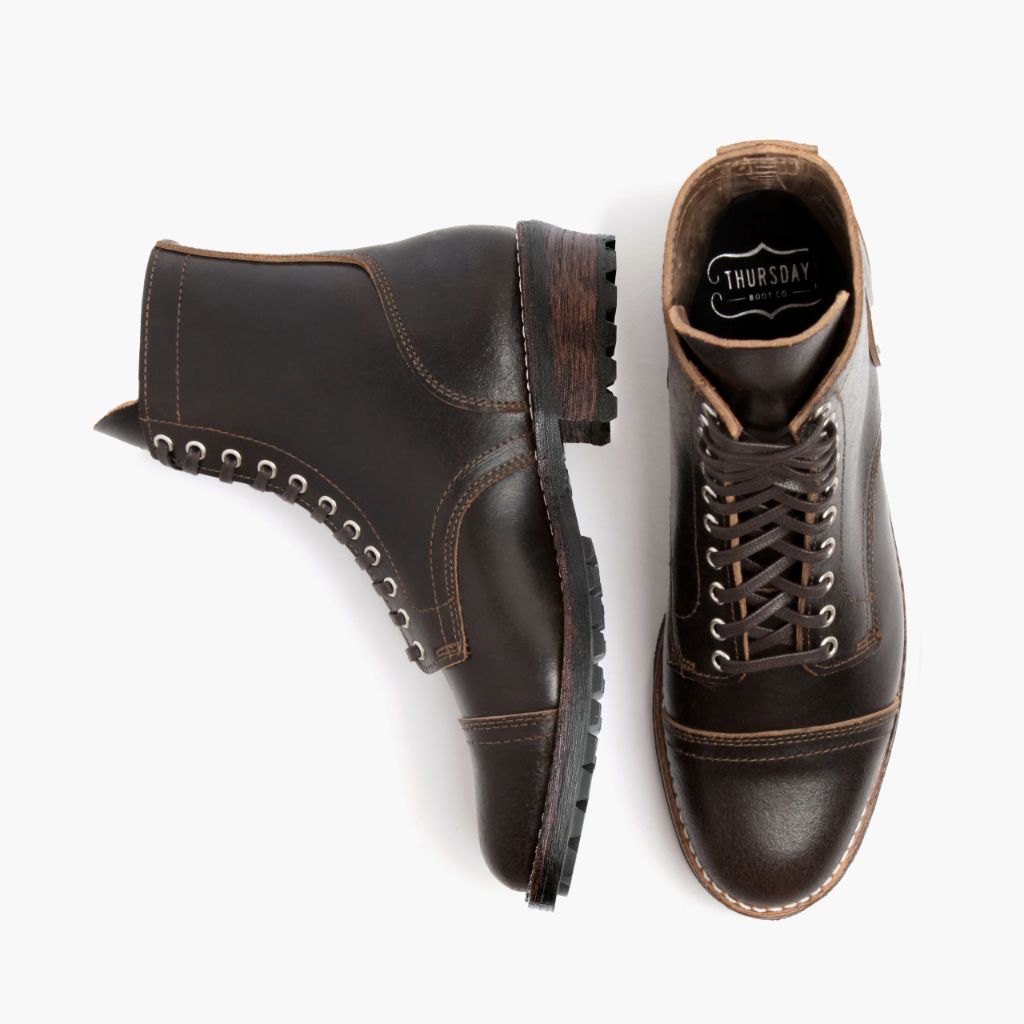 Logger Waxed Cacao Botas em couro para Homem - Contraforte reforçado e costuras duplas de precisão