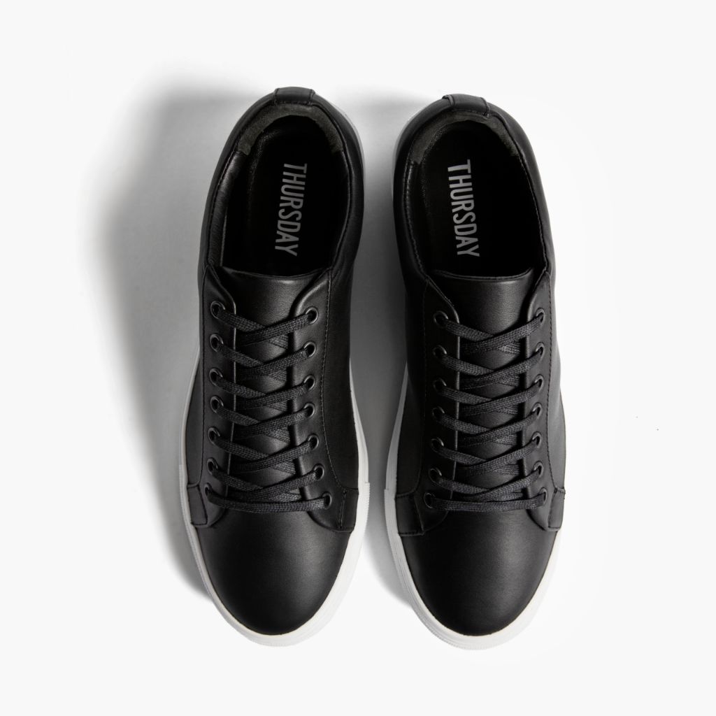 Premier Low Top Preto Sapatilhas em pele para Homem For Men - Contraforte reforçado e costuras duplas de precisão