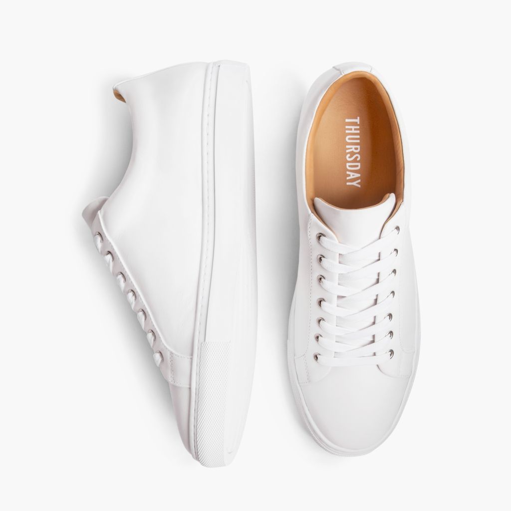 Premier Low Top White Sapatilhas em pele para Homem For Men - Contraforte reforçado e costuras duplas de precisão