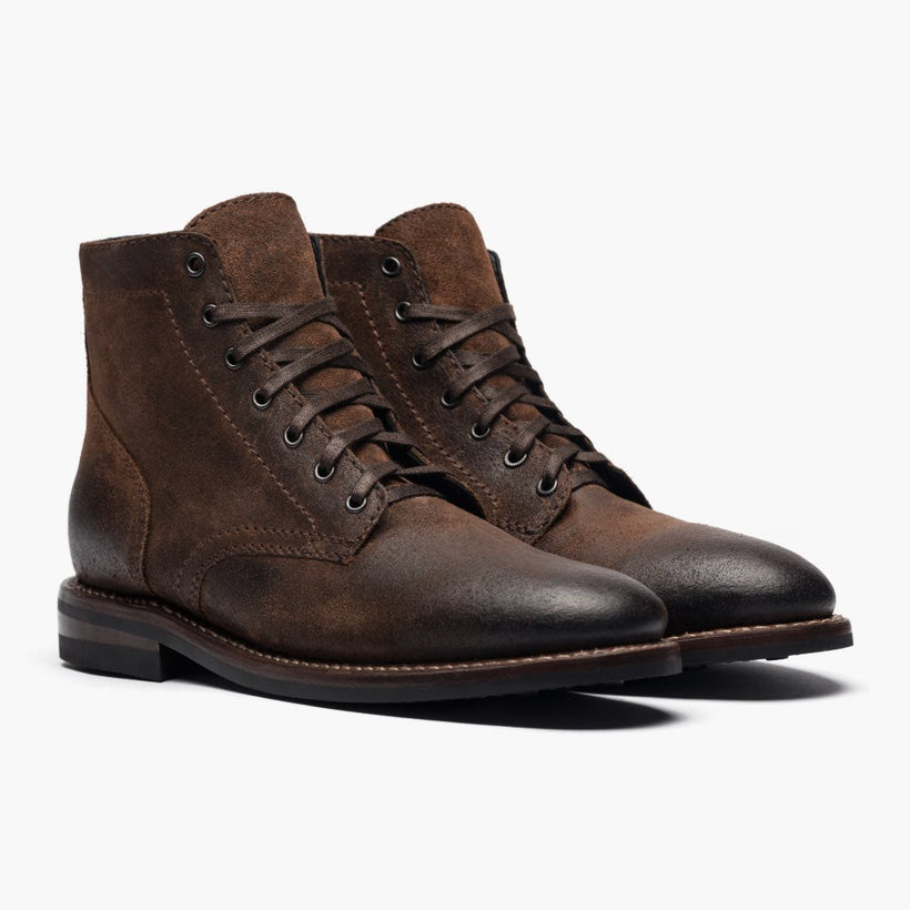 President Mocha Leather Boots For Men in Mocha Full-Grain Leather - Lateral Side Profile View | Buy Online