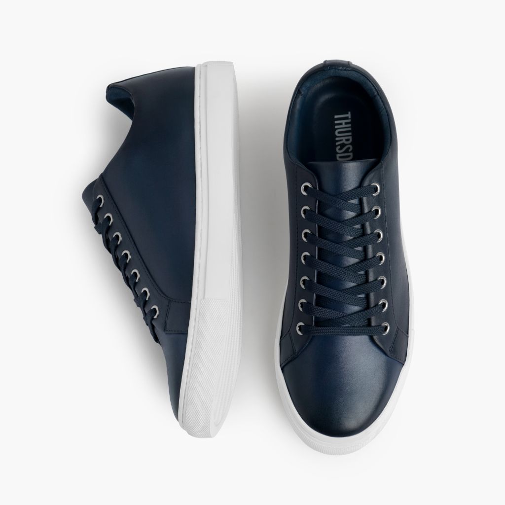 Premier Low Top Deep Azul Sapatilhas em pele para Homem For Men - Contraforte reforçado e costuras duplas de precisão