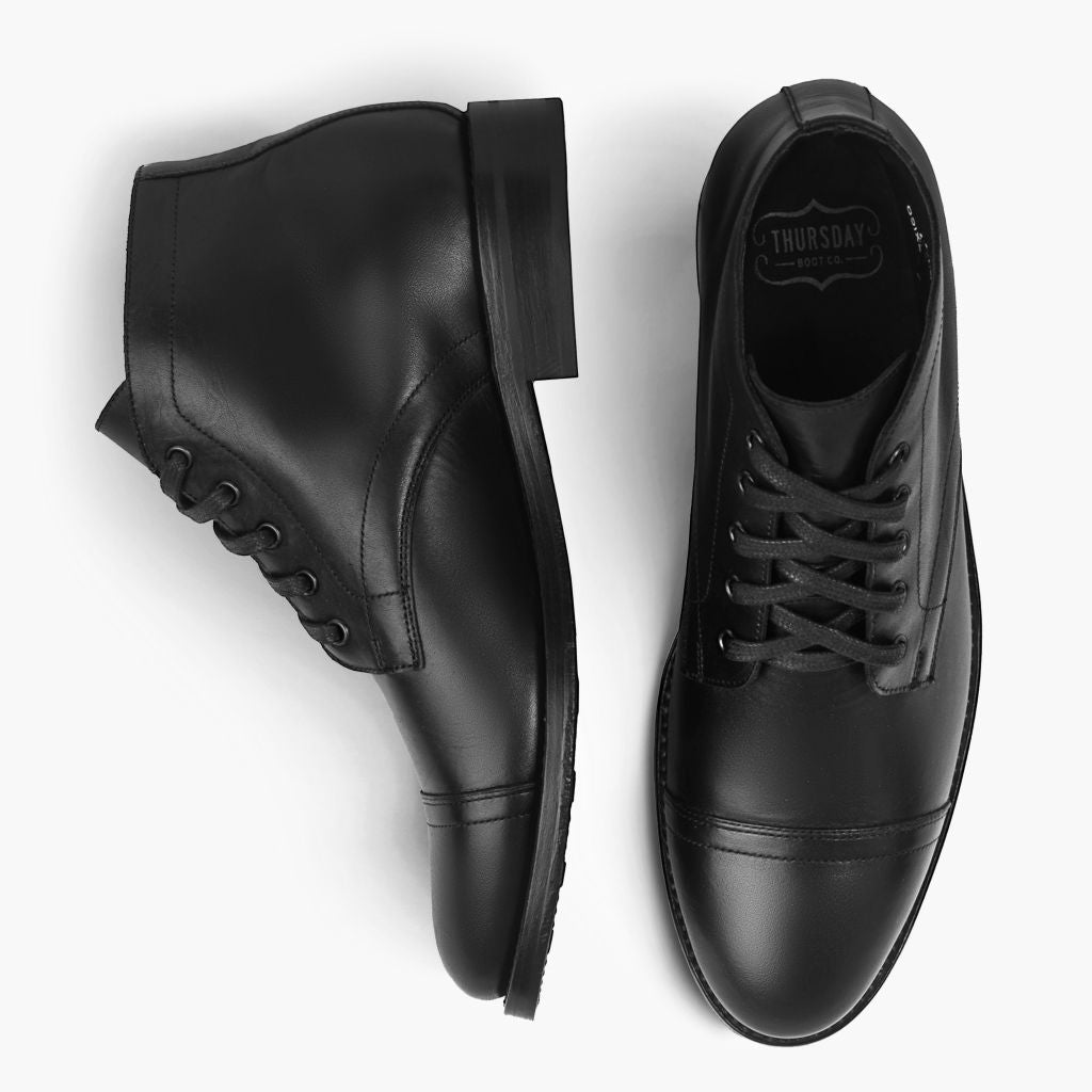 Cadet Preto Botas em couro para Homem - Contraforte reforçado e costuras duplas de precisão
