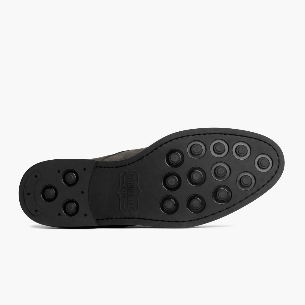 High-Traction Rubber Outsole & Lug Tread Pattern on Cadet Shadow Grey Botas em couro para Homem