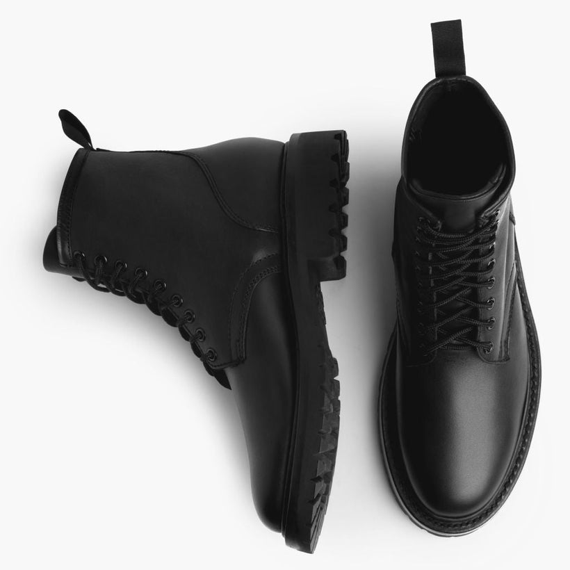 Stomper Preto (No Zipper) Botas em couro para Homem