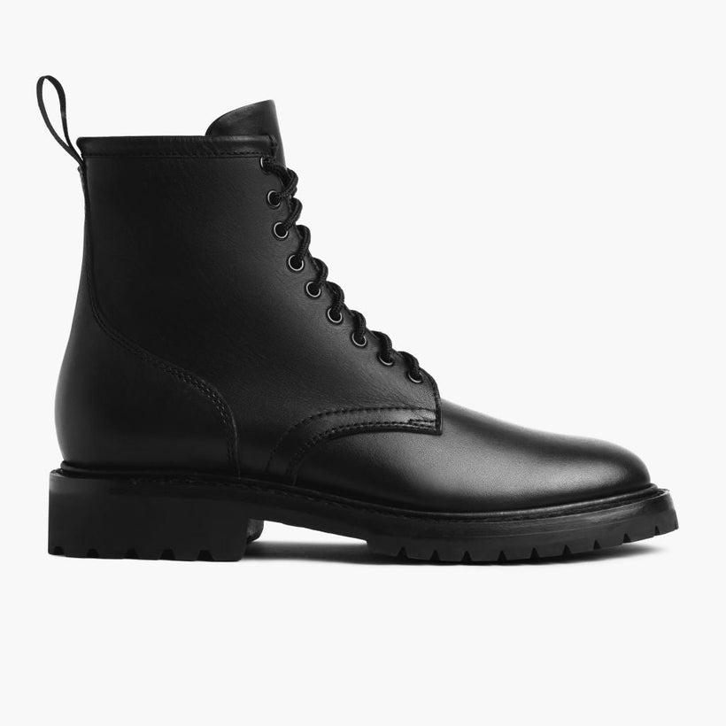 Stomper Preto (No Zipper) Botas em couro para Homem