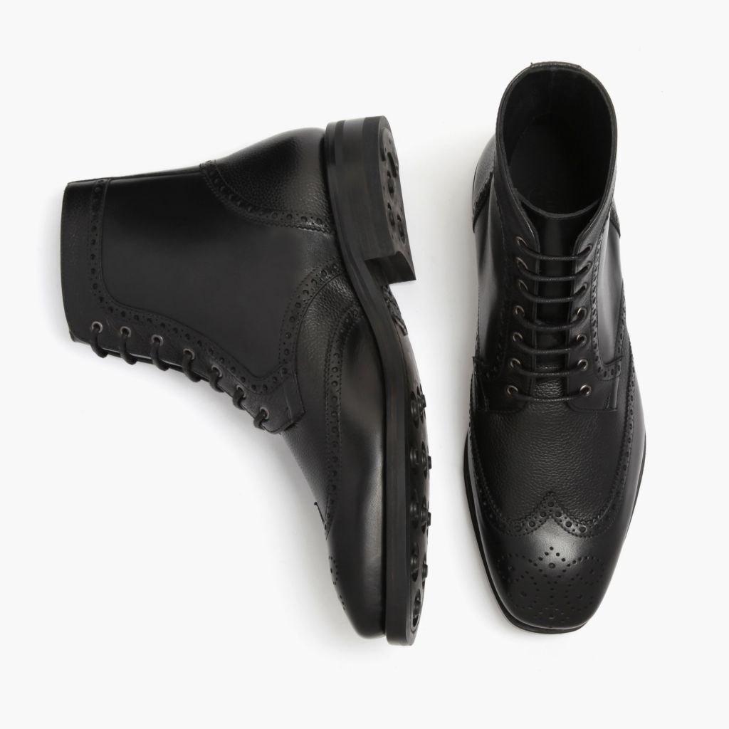 Wingtip Preto Botas em couro para Homem For Men - Contraforte reforçado e costuras duplas de precisão