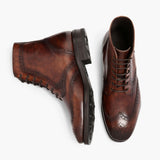 Wingtip Color #77 Leather Boots For Men - Reinforced Heel Counter & Precision Double-Row Stitching Detail