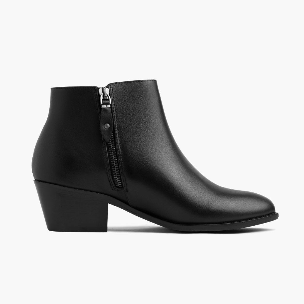 Downtown Preto Botas em couro para Mulher - Contraforte reforçado e costuras duplas de precisão