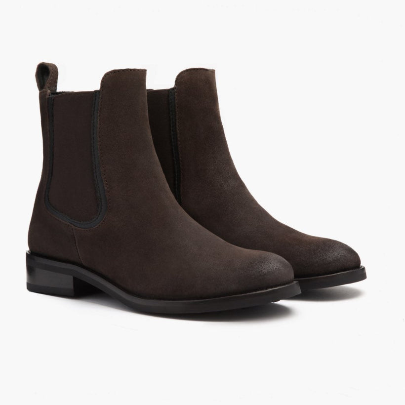 Duchess Dark Castanho Suede Leather Boots para Mulher