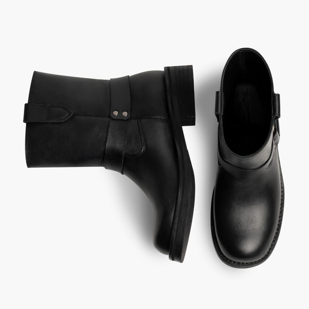 Outlaw Preto Botas em couro para Mulher - Contraforte reforçado e costuras duplas de precisão