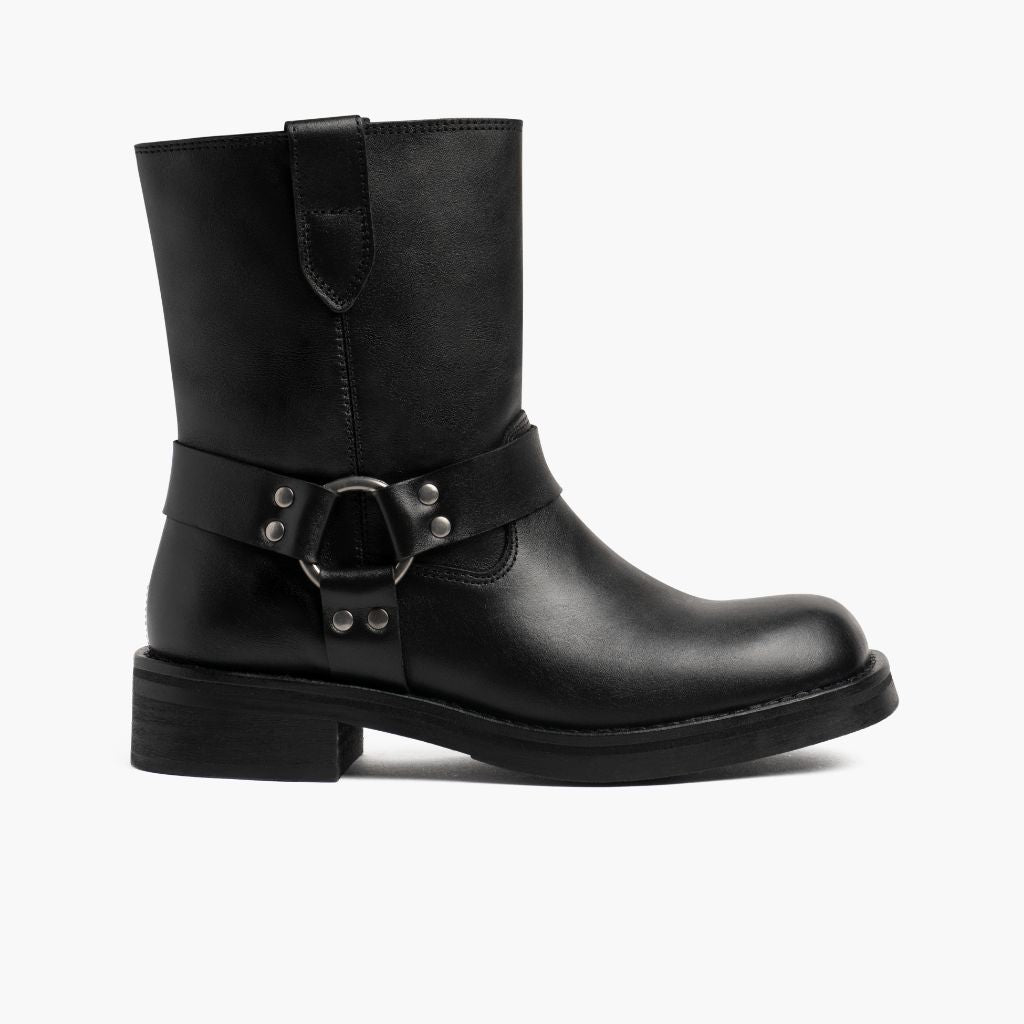 Outlaw Preto Botas em couro para Mulher em couro bovino preto legítimo - Vista de perfil | Comprar online
