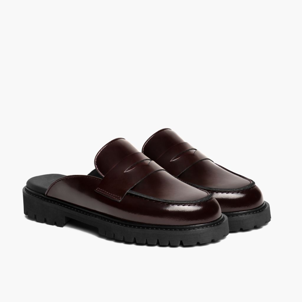 Penny Mule Borgonha Botas em couro para Mulher in Burgundy Full-Grain Leather - Vista de perfil | Comprar online