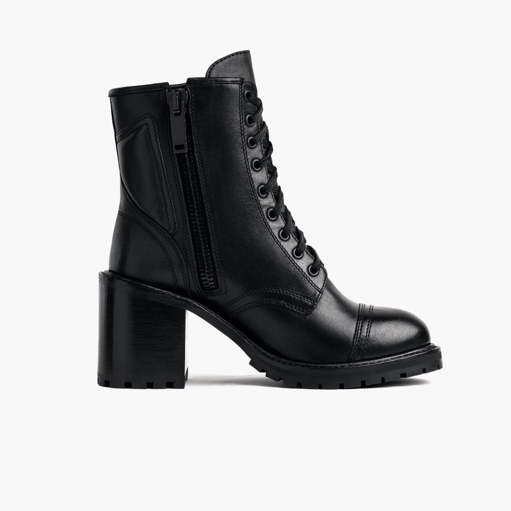 Rebel Preto Botas em couro para Mulher em couro bovino preto legítimo - Vista de perfil | Comprar online