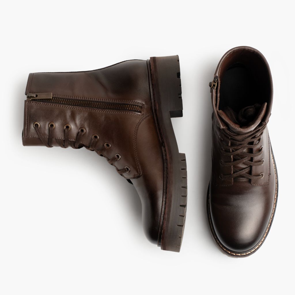 High-Traction Rubber Outsole & Lug Tread Pattern on Combat Java Leather Boots
