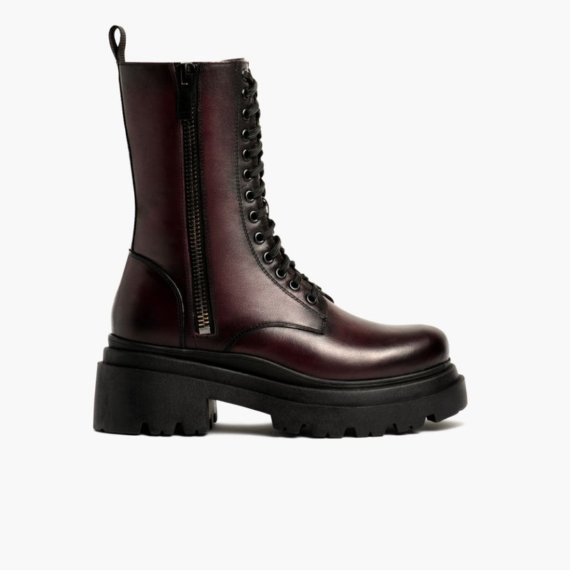 Fatale Preto Cherry Botas em couro para Mulher