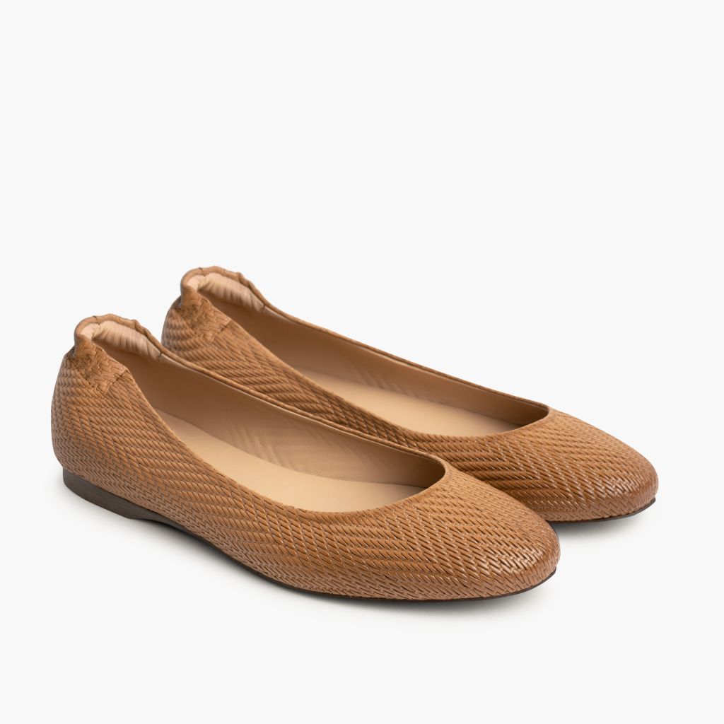 Scrunch Caramelo Embossed Botas em couro para Mulher in Tan Full-Grain Leather - Vista de perfil | Comprar online