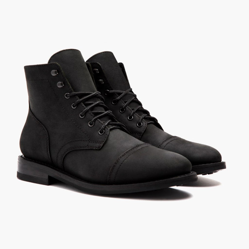 Captain Preto Matte Leather Boots para Homem