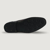 High-Traction Rubber Outsole & Lug Tread Pattern on Attorney Derby Burnished Brown Leather Shoes For Men