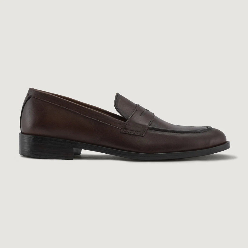 Baxton Burnished Castanho Leather Loafers para Homem
