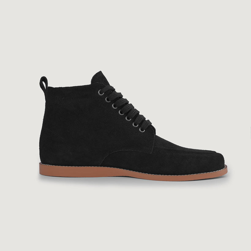 Bearman Moc Toe Preto Suede Boots para Homem