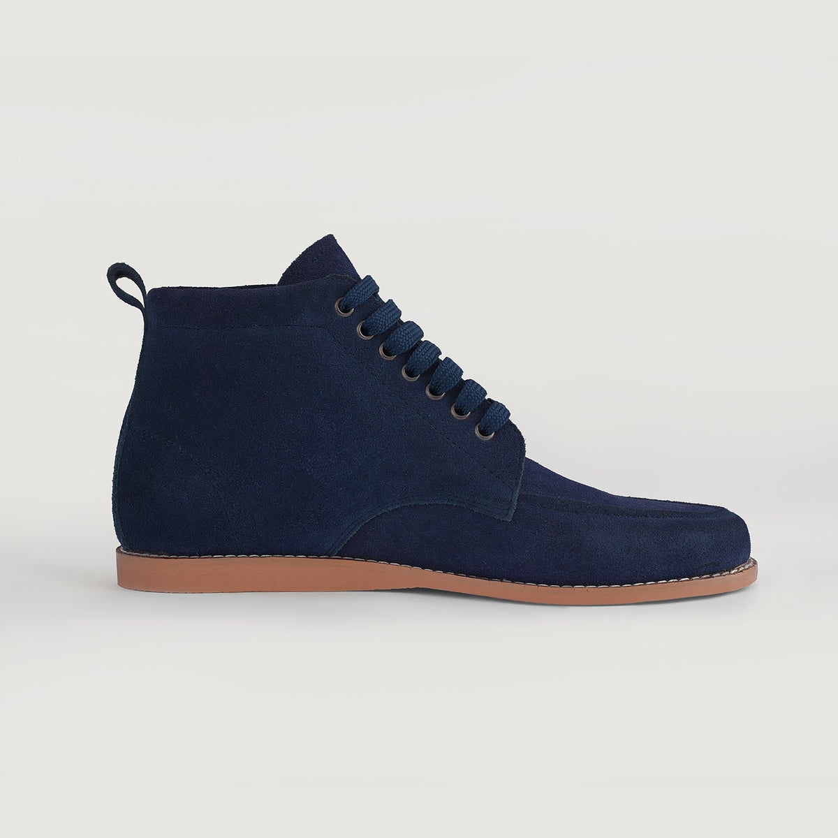 Blue Goatskin Suede Leather Boots - Construção de vira Goodyear e biqueira